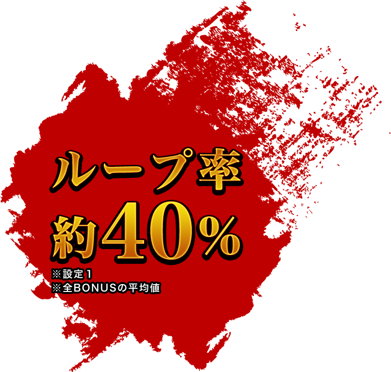 ループ率 約40％ ※設定１ ※全BONUSの平均値