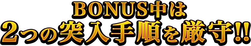 BONUS中は2つの突入手順を厳守！！